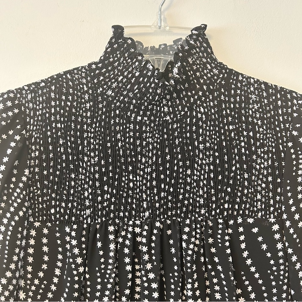 Cinq A Sept Smocked Sheer-sleeve Mini Dress - Picture 5 of 6